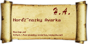 Horánszky Avarka névjegykártya